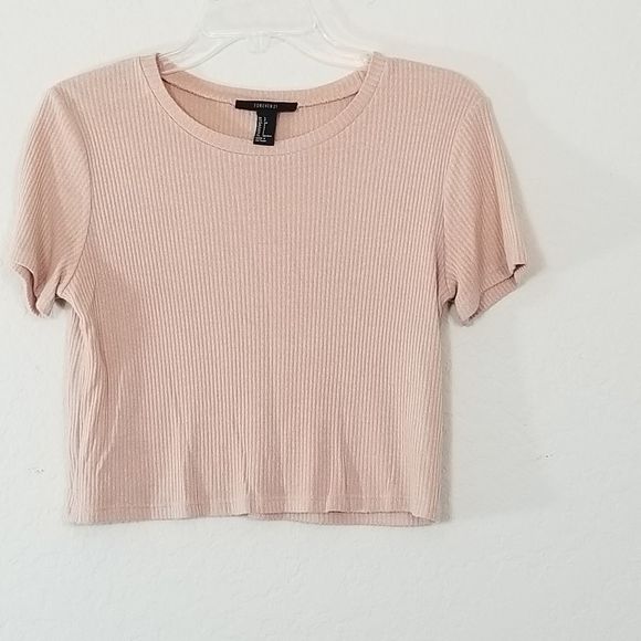 FOREVER 21 Crop Ribbed Grey Short Sleeve - Picture 3 of 3